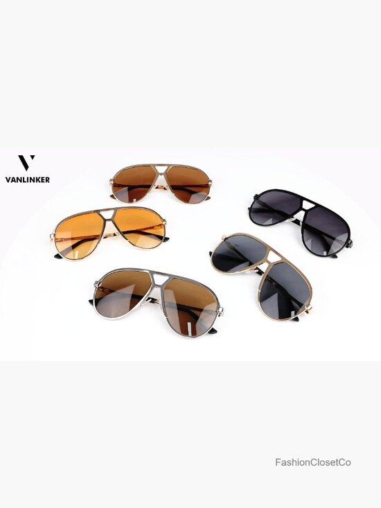 Oversized Retro Vintage Aviator Sunglasses with Polarized Metal Frame